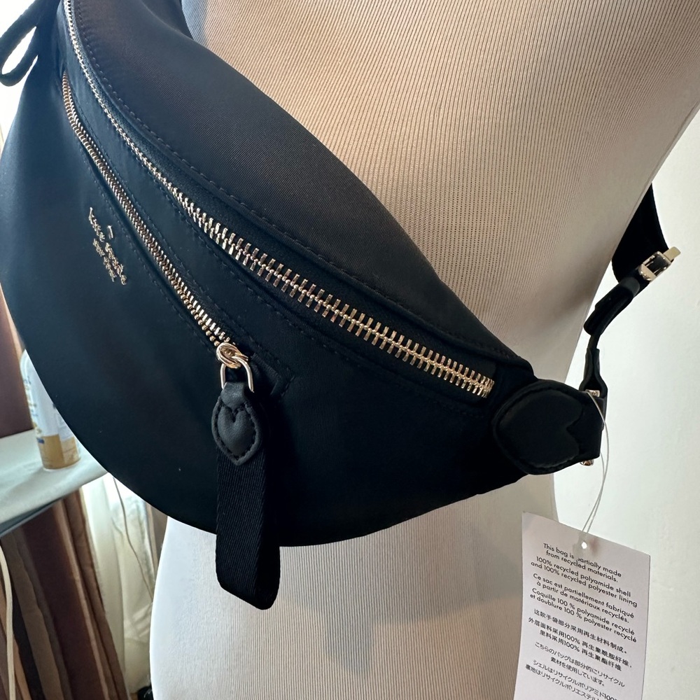 NWT Kate Spade adjustable belt Fanny nylon bag black